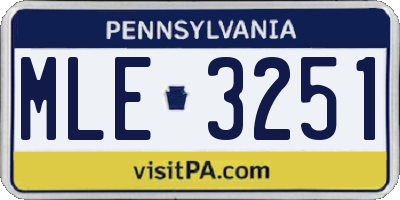 PA license plate MLE3251
