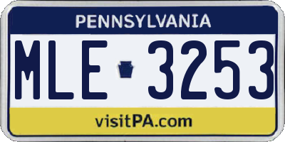 PA license plate MLE3253