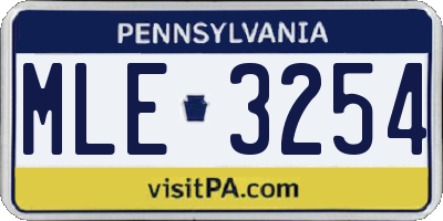 PA license plate MLE3254