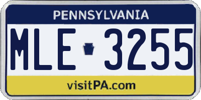 PA license plate MLE3255