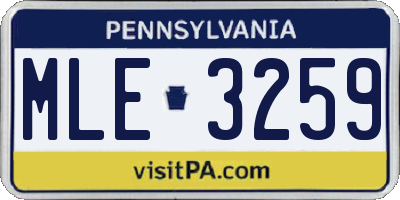 PA license plate MLE3259