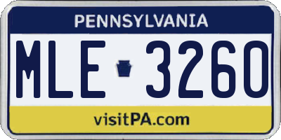 PA license plate MLE3260