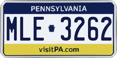 PA license plate MLE3262
