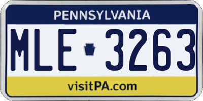 PA license plate MLE3263