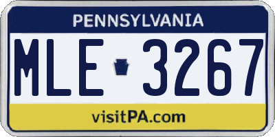 PA license plate MLE3267