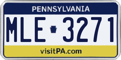 PA license plate MLE3271