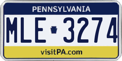 PA license plate MLE3274