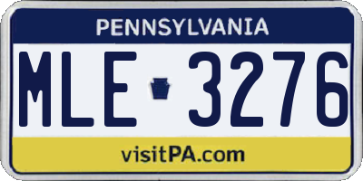 PA license plate MLE3276