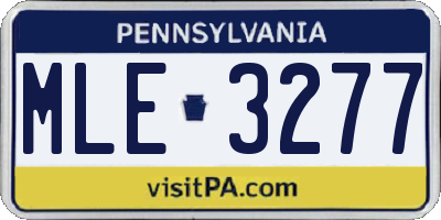 PA license plate MLE3277