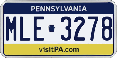 PA license plate MLE3278