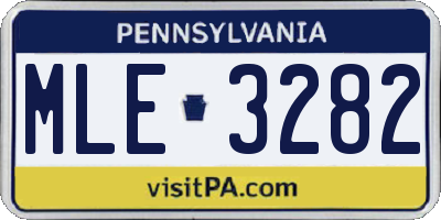 PA license plate MLE3282