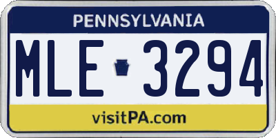 PA license plate MLE3294