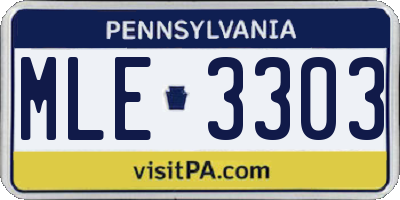 PA license plate MLE3303
