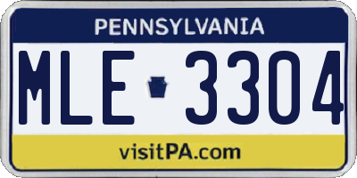 PA license plate MLE3304