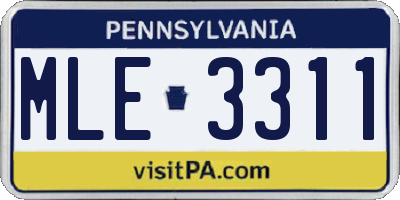 PA license plate MLE3311