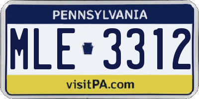 PA license plate MLE3312