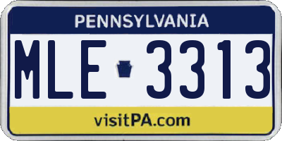 PA license plate MLE3313