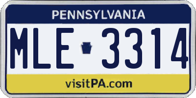 PA license plate MLE3314