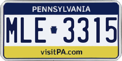 PA license plate MLE3315