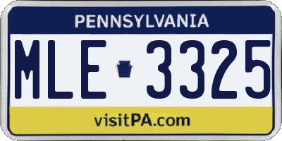 PA license plate MLE3325