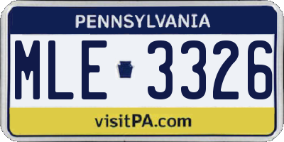 PA license plate MLE3326