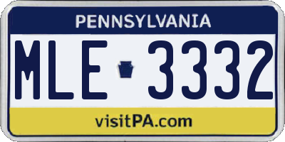 PA license plate MLE3332