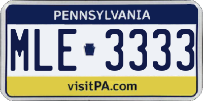 PA license plate MLE3333