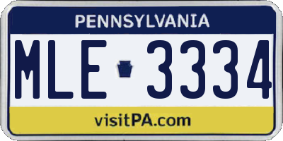 PA license plate MLE3334