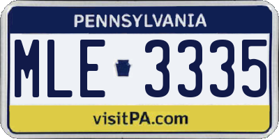 PA license plate MLE3335