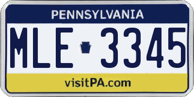 PA license plate MLE3345