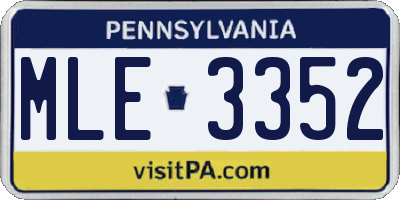 PA license plate MLE3352