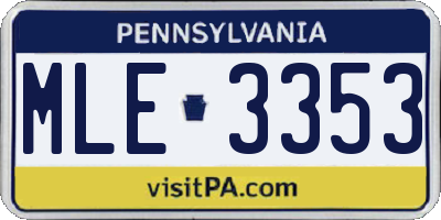 PA license plate MLE3353