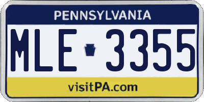 PA license plate MLE3355