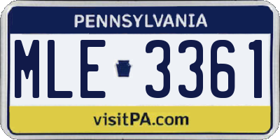 PA license plate MLE3361