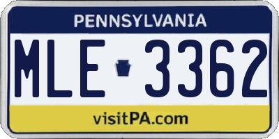 PA license plate MLE3362