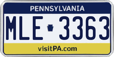 PA license plate MLE3363
