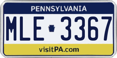 PA license plate MLE3367