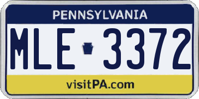 PA license plate MLE3372