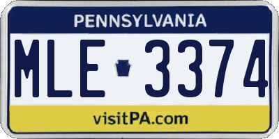 PA license plate MLE3374