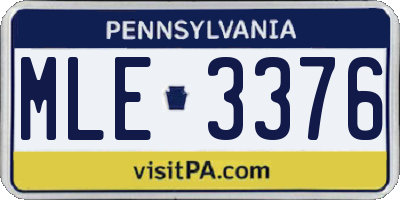 PA license plate MLE3376