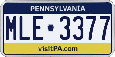 PA license plate MLE3377
