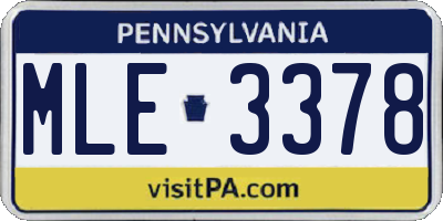 PA license plate MLE3378