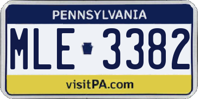 PA license plate MLE3382