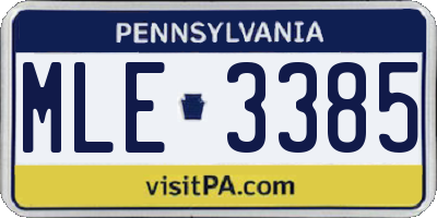 PA license plate MLE3385