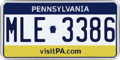 PA license plate MLE3386