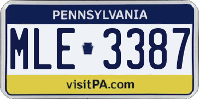 PA license plate MLE3387