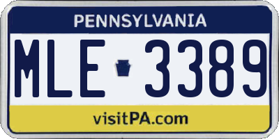 PA license plate MLE3389