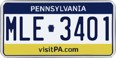 PA license plate MLE3401