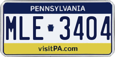 PA license plate MLE3404