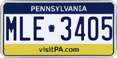 PA license plate MLE3405